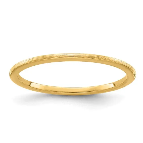 14K Gold 1.2mm Half Round Satin Stackable Band