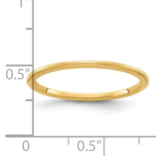 14K Gold 1.2mm Half Round Satin Stackable Band