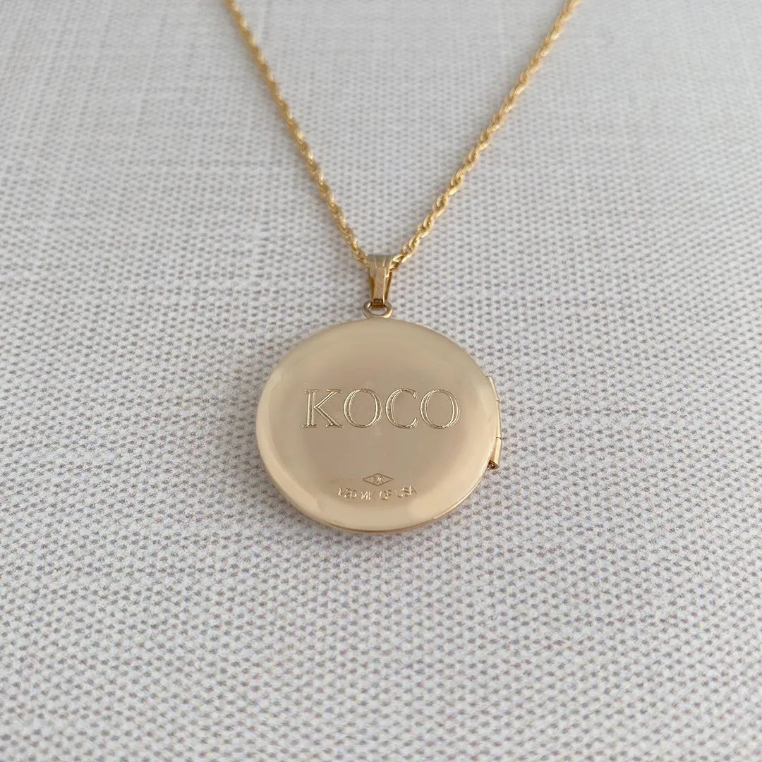 14K Gold-Filled 23mm Round Compass Locket Necklace