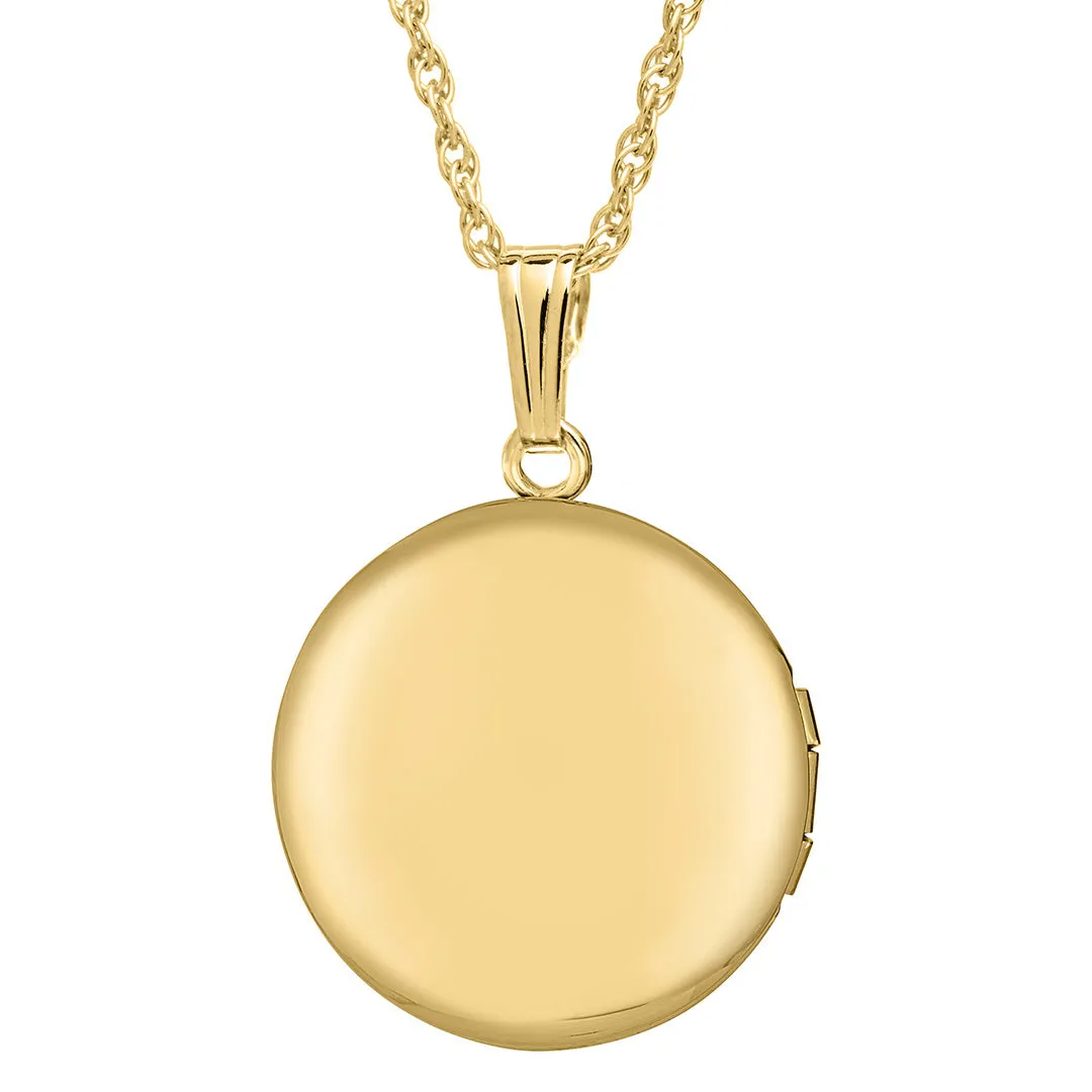 14K Gold-Filled 23mm Round Compass Locket Necklace