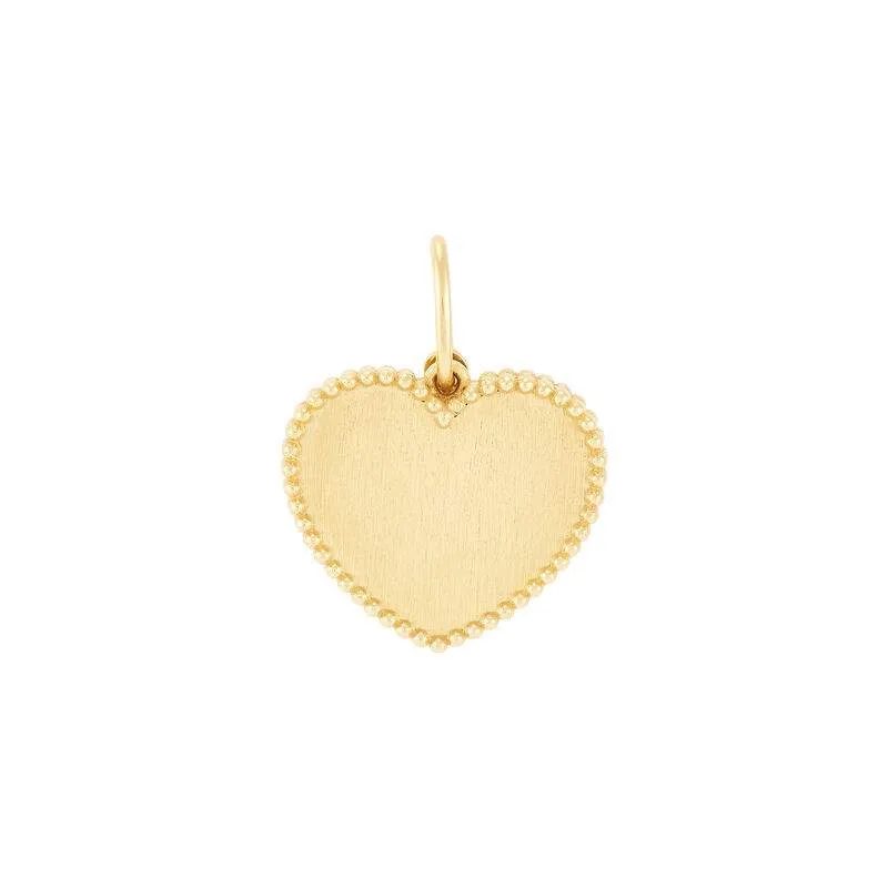 14K yellow gold solid heart charm