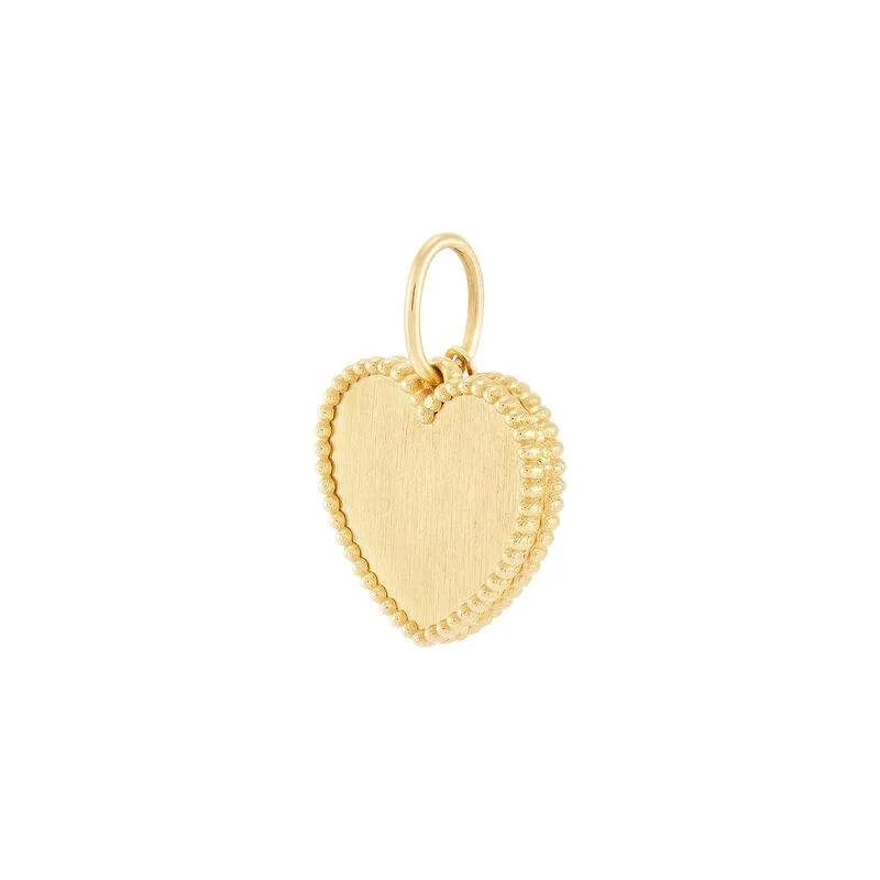 14K yellow gold solid heart charm