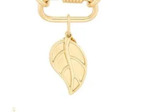14K yellow gold solid leaf charm