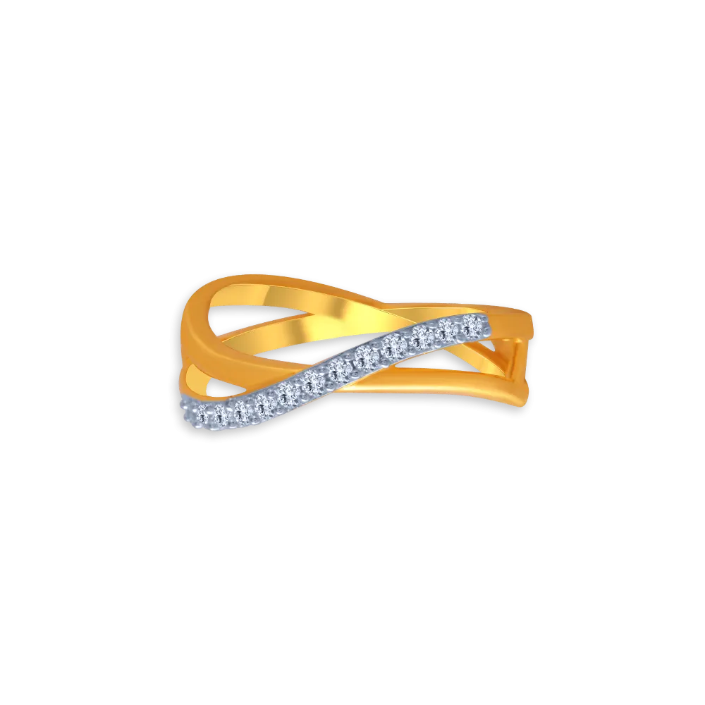 14KT (585) Yellow Gold And American Diamond Ring For Women