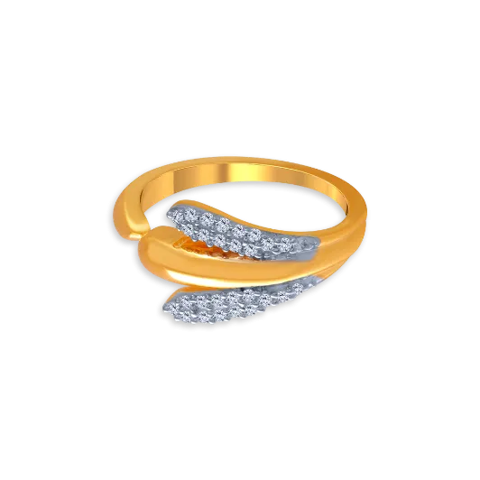 14KT (585) Yellow Gold And American Diamond Ring For Women