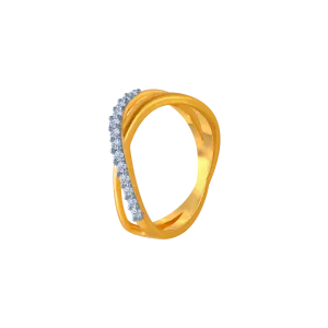 14KT (585) Yellow Gold And American Diamond Ring For Women