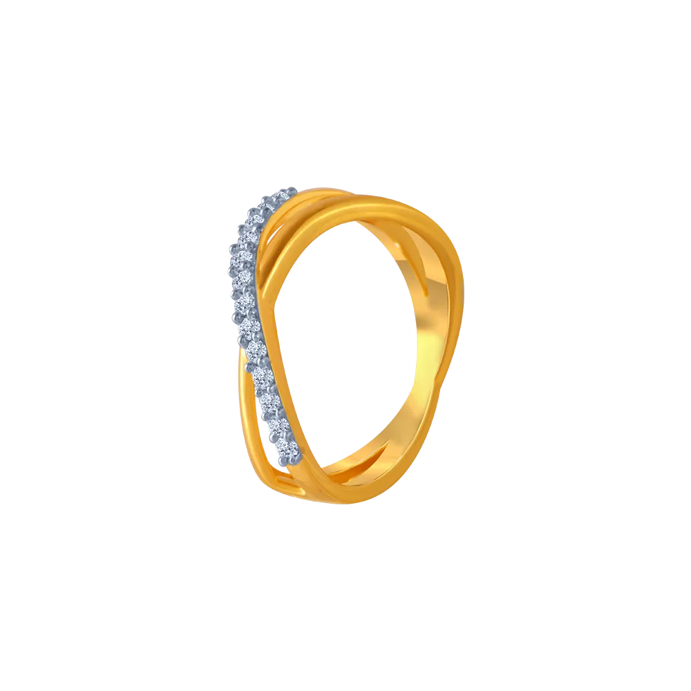 14KT (585) Yellow Gold And American Diamond Ring For Women