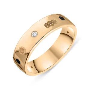 18ct Rose Gold 0.09ct Diamond Whitby Jet King's Coronation Hallmark 6mm Ring D