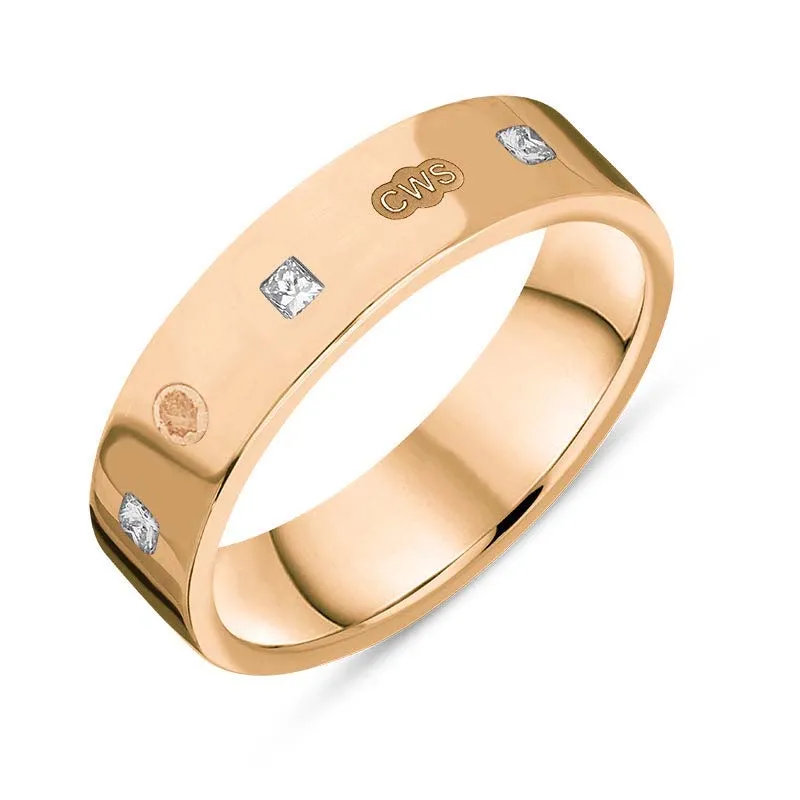 18ct Rose Gold 0.24ct Diamond King's Coronation Hallmark Princess Cut 5mm Ring D