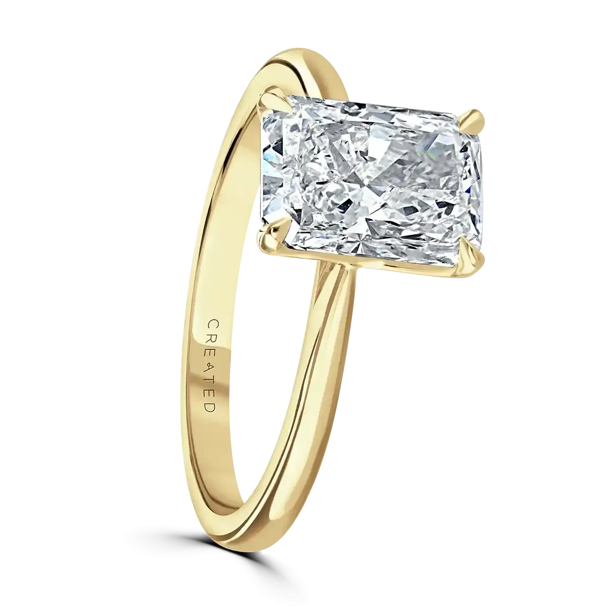 18ct Yellow Gold 3ct Radiant Cut Laboratory Grown Diamond Solitaire