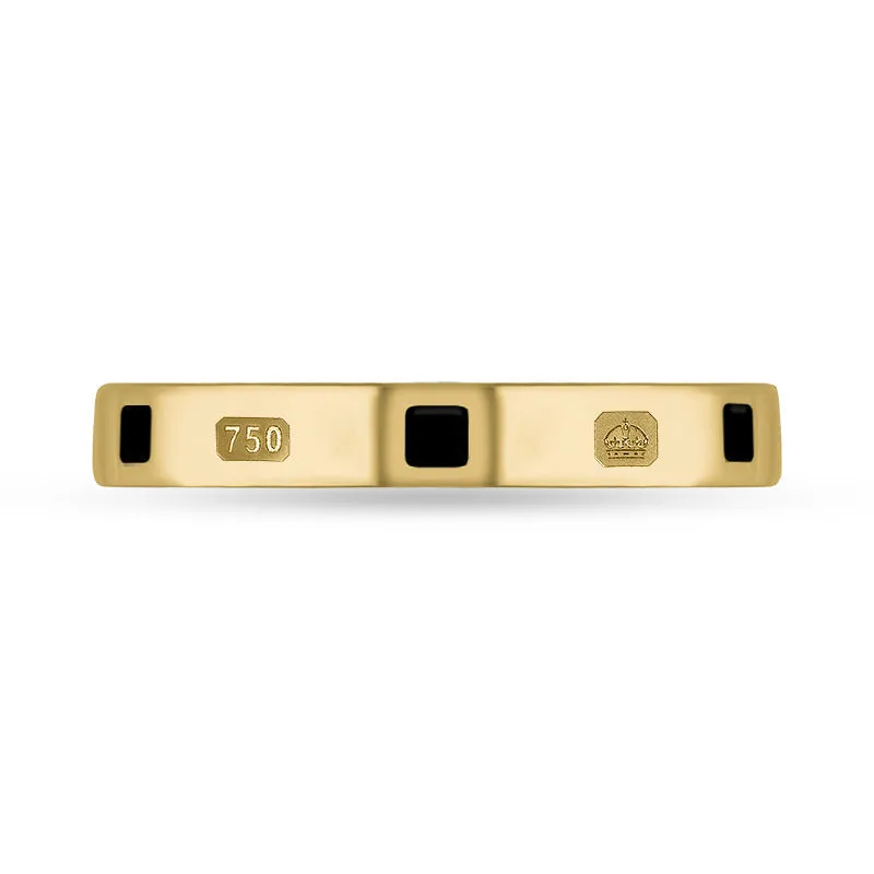 18ct Yellow Gold Whitby Jet King's Coronation Hallmark Princess Cut 3mm Ring D