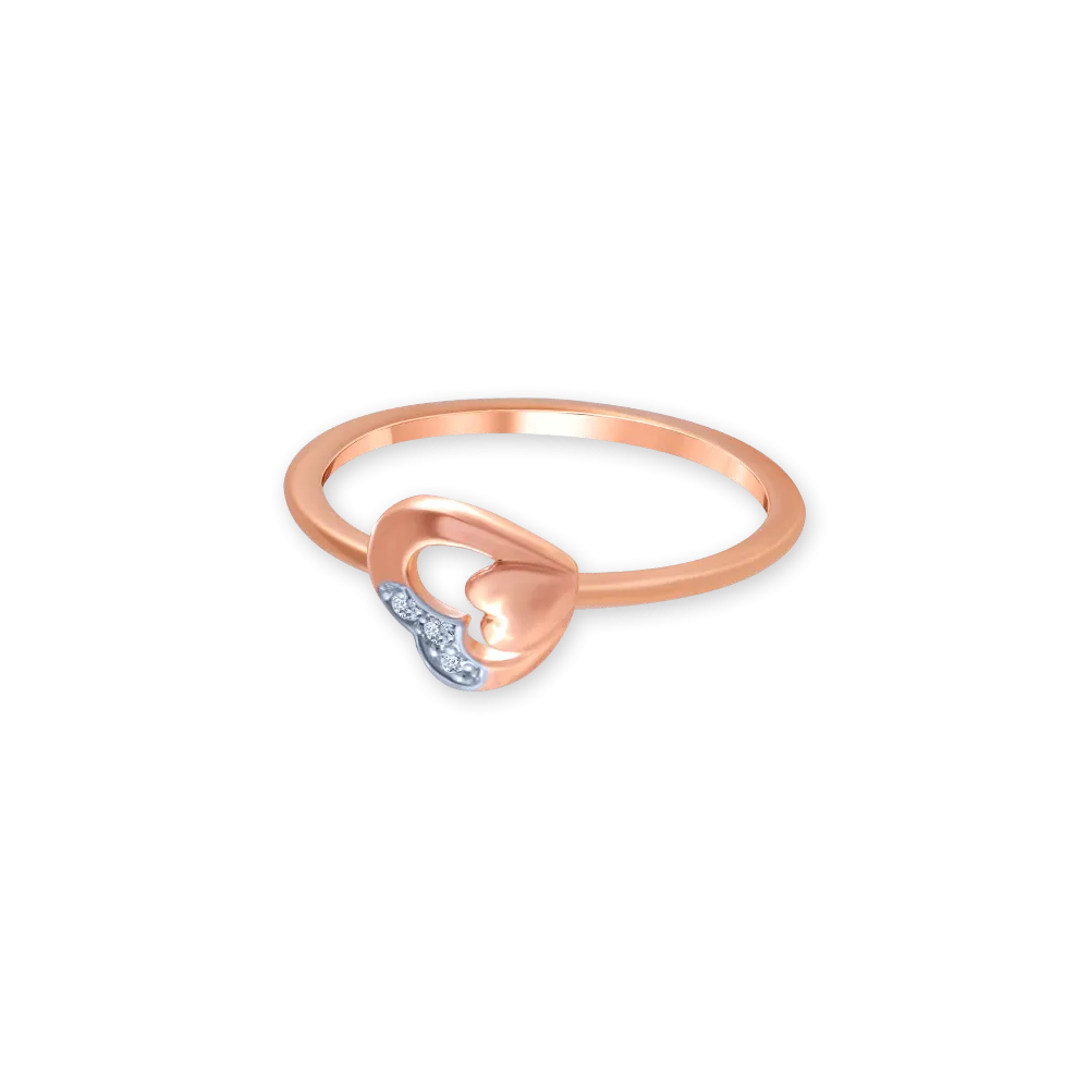 18k (750) Rose Gold And Diamond Ring For Women