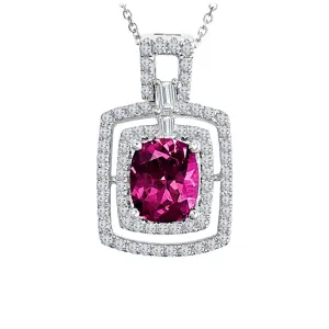 18K GARNET DIAMOND PENDANT ON CHAIN