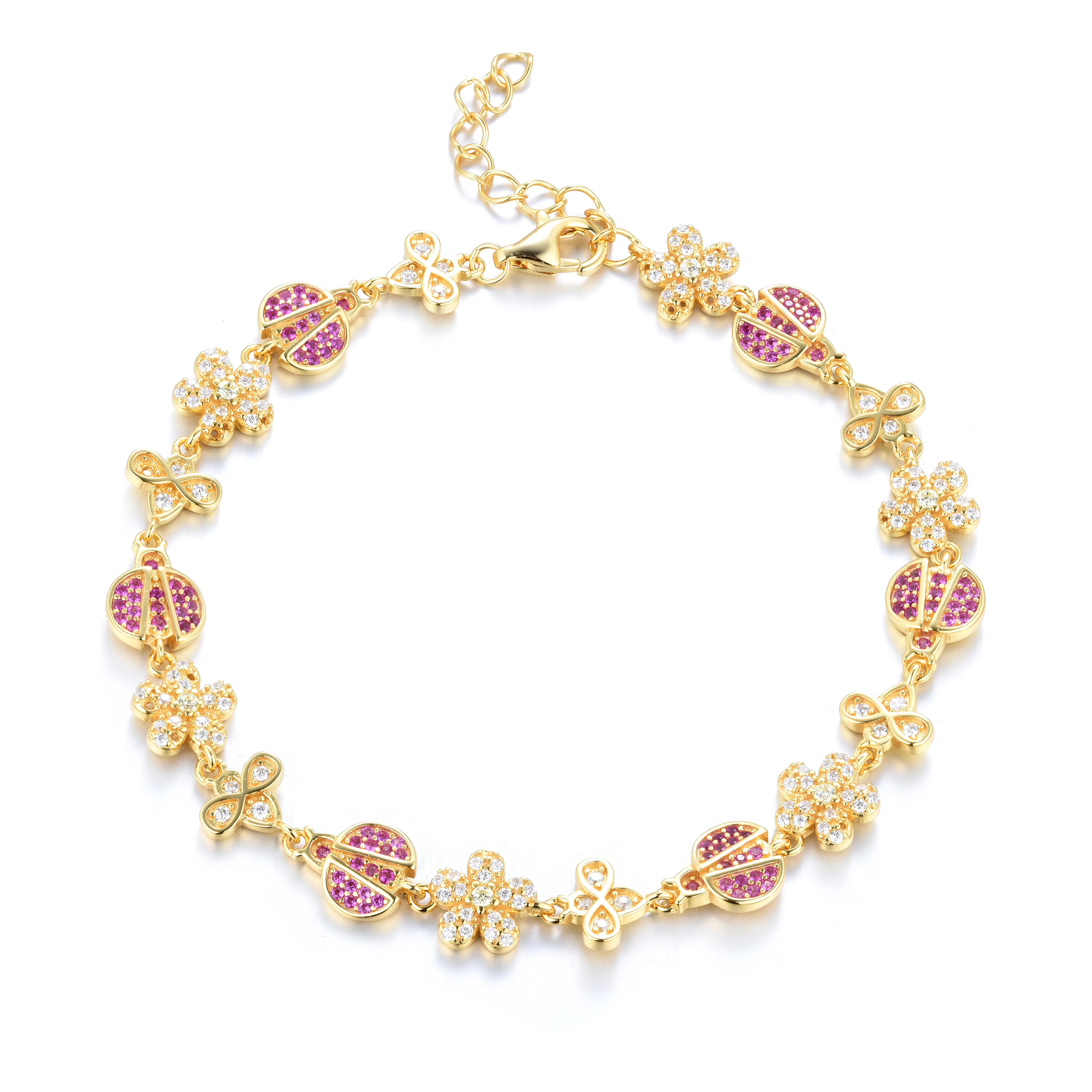 18k yellow gold bracelet assembled with zirconium oxide