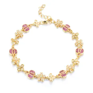 18k yellow gold bracelet assembled with zirconium oxide