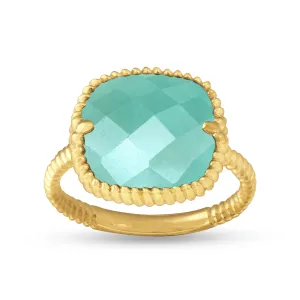 18k yellow gold ring assembled with Amazonite