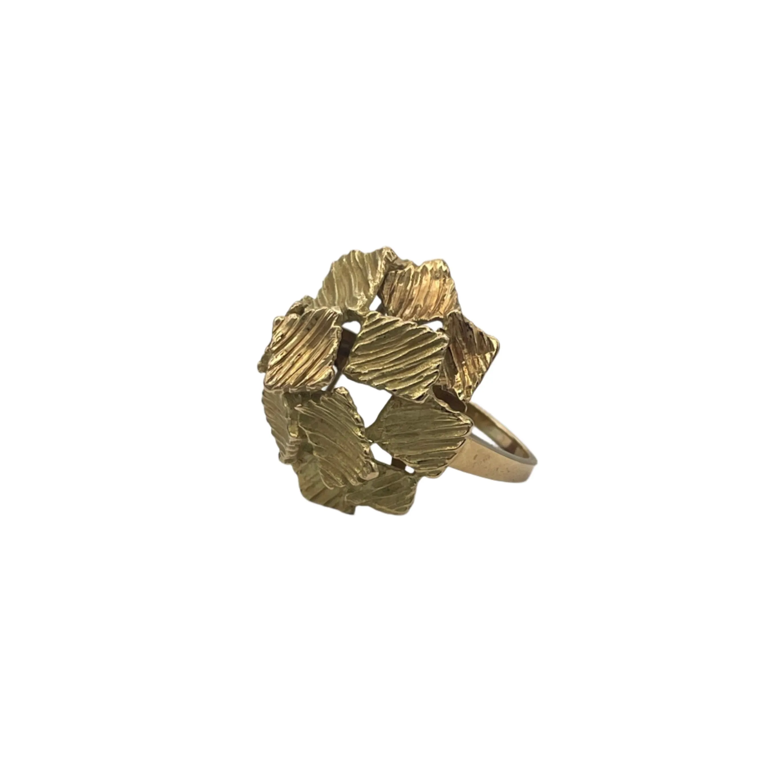 18k yellow gold textured dome ring