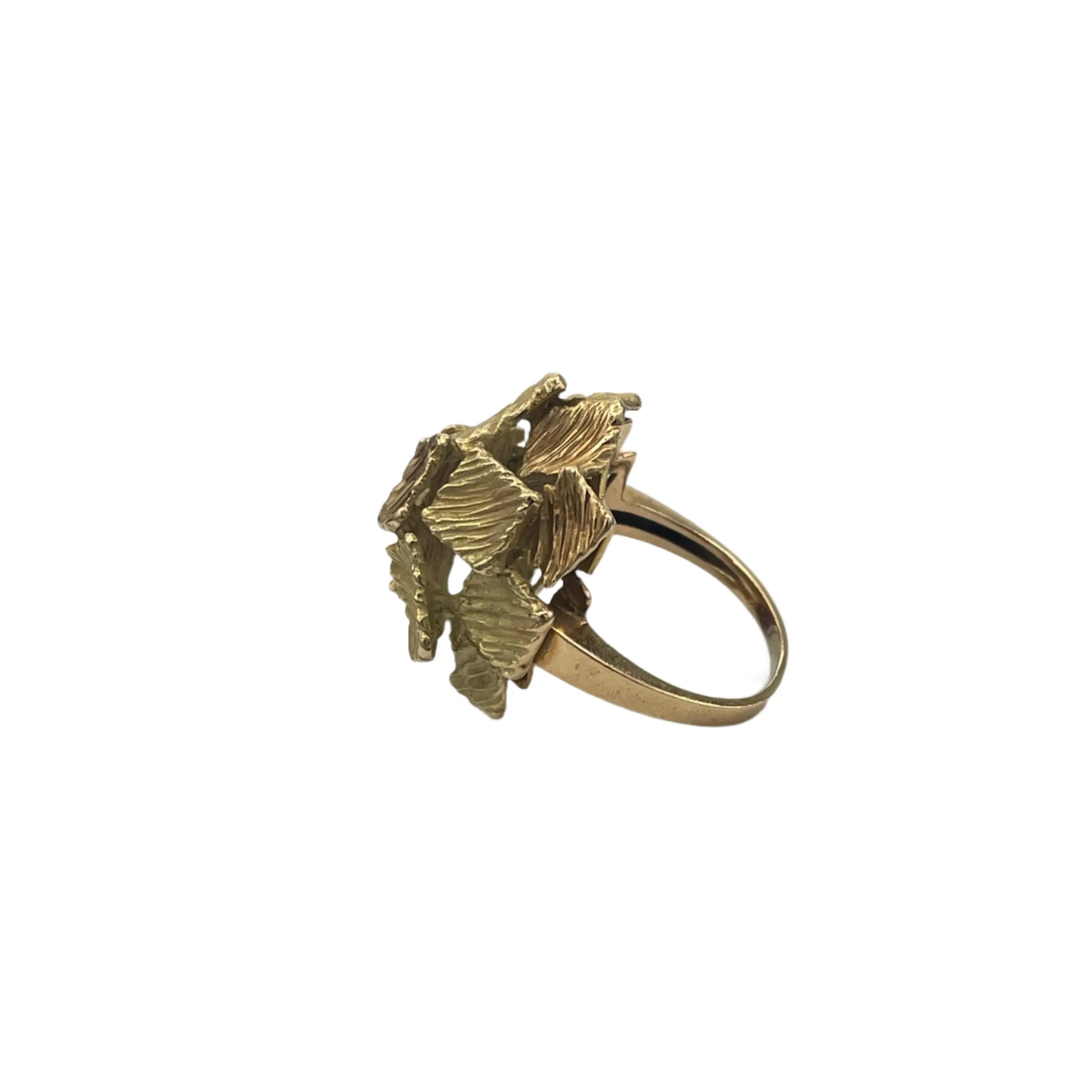 18k yellow gold textured dome ring