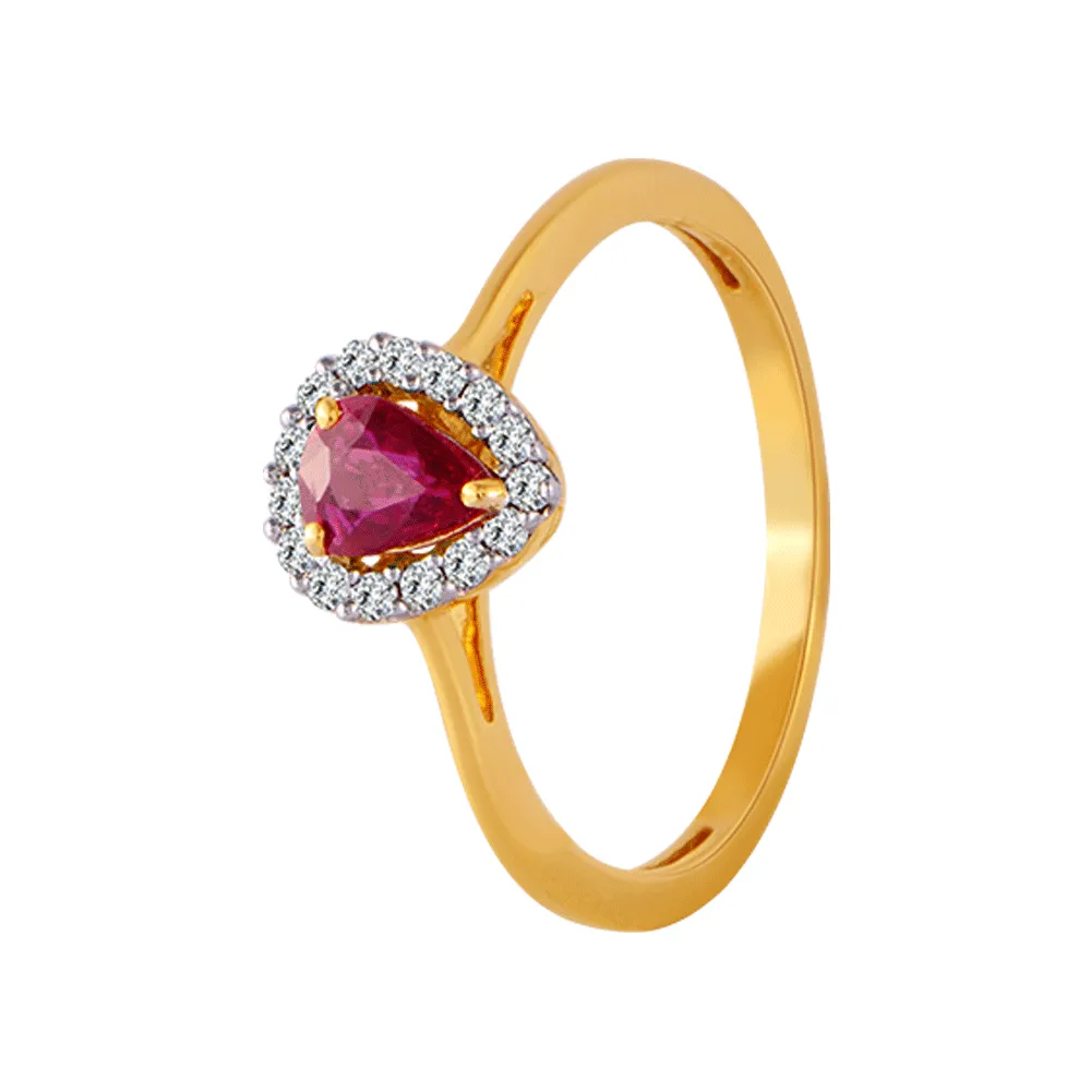 18KT (750) Yellow Gold And Diamond Ring For Women