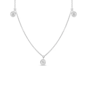 18KT WG ROBERTO COIN 3 DIAMOND DROP STATION NECKLACE