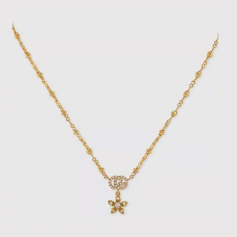 18KT YG GUCCI FLORA DIAMOND AND GG NECKLACE