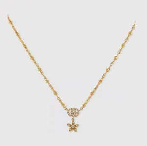 18KT YG GUCCI FLORA DIAMOND AND GG NECKLACE