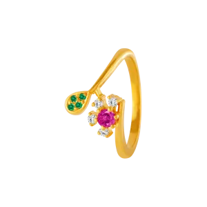 22KT Yellow Gold And American Diamond Ring For Women