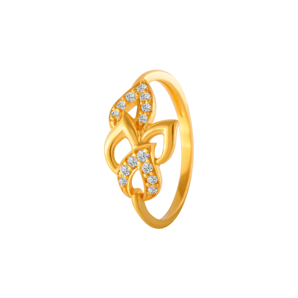 22KT Yellow Gold And American Diamond Ring For Women