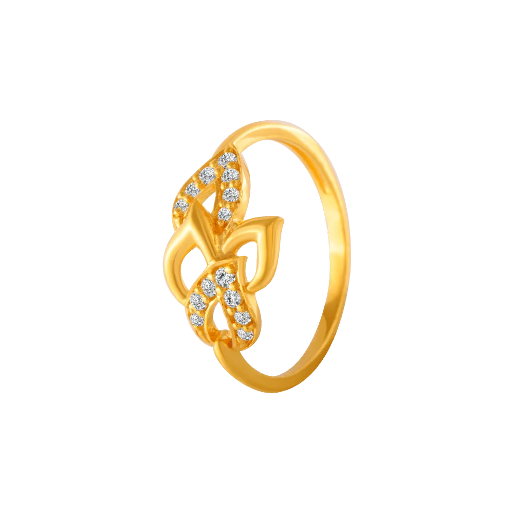 22KT Yellow Gold And American Diamond Ring For Women