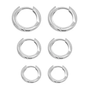 3-Huggie Hoop Earrings Set