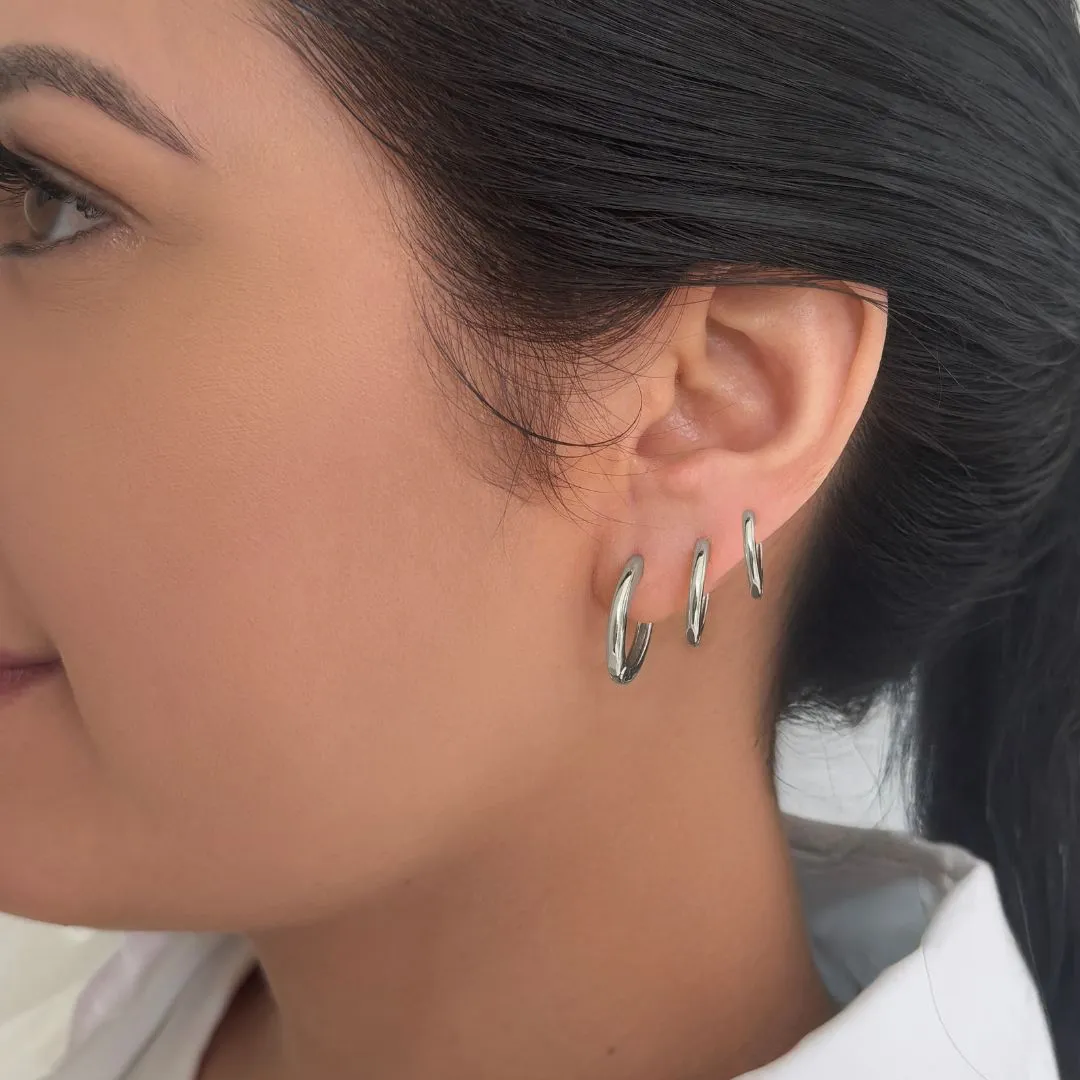 3-Huggie Hoop Earrings Set