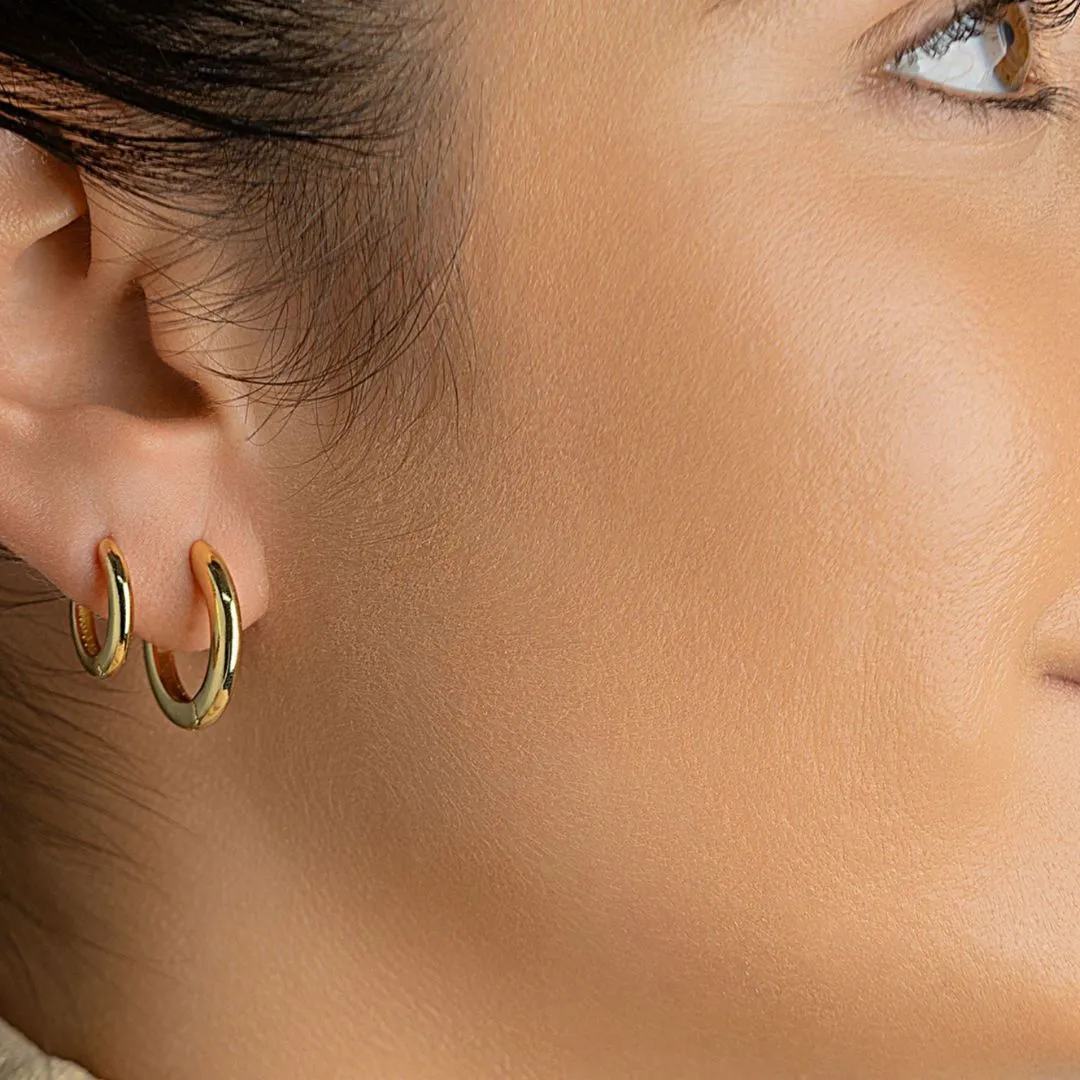 3-Huggie Hoop Earrings Set