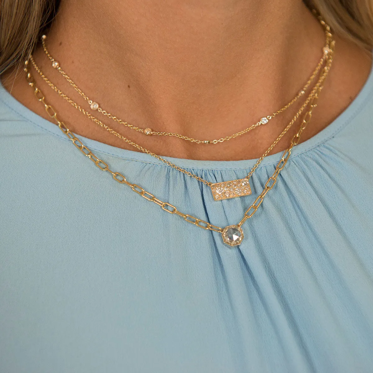 .56ctw Diamond by the Yard 7 Station 14K White Gold Necklace