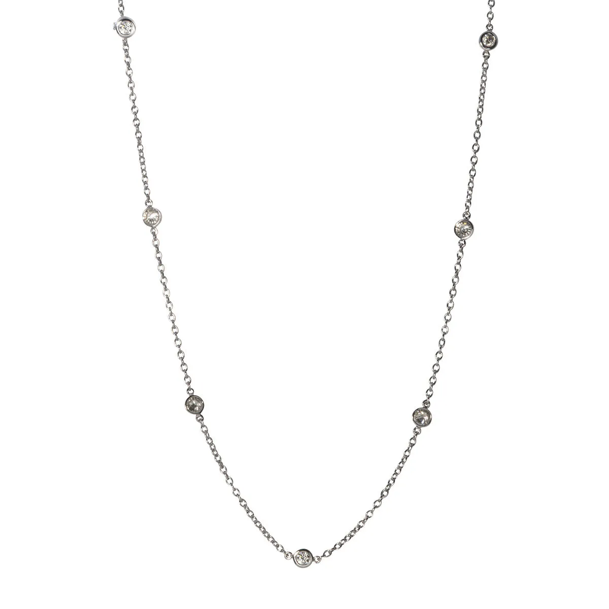 .56ctw Diamond by the Yard 7 Station 14K White Gold Necklace
