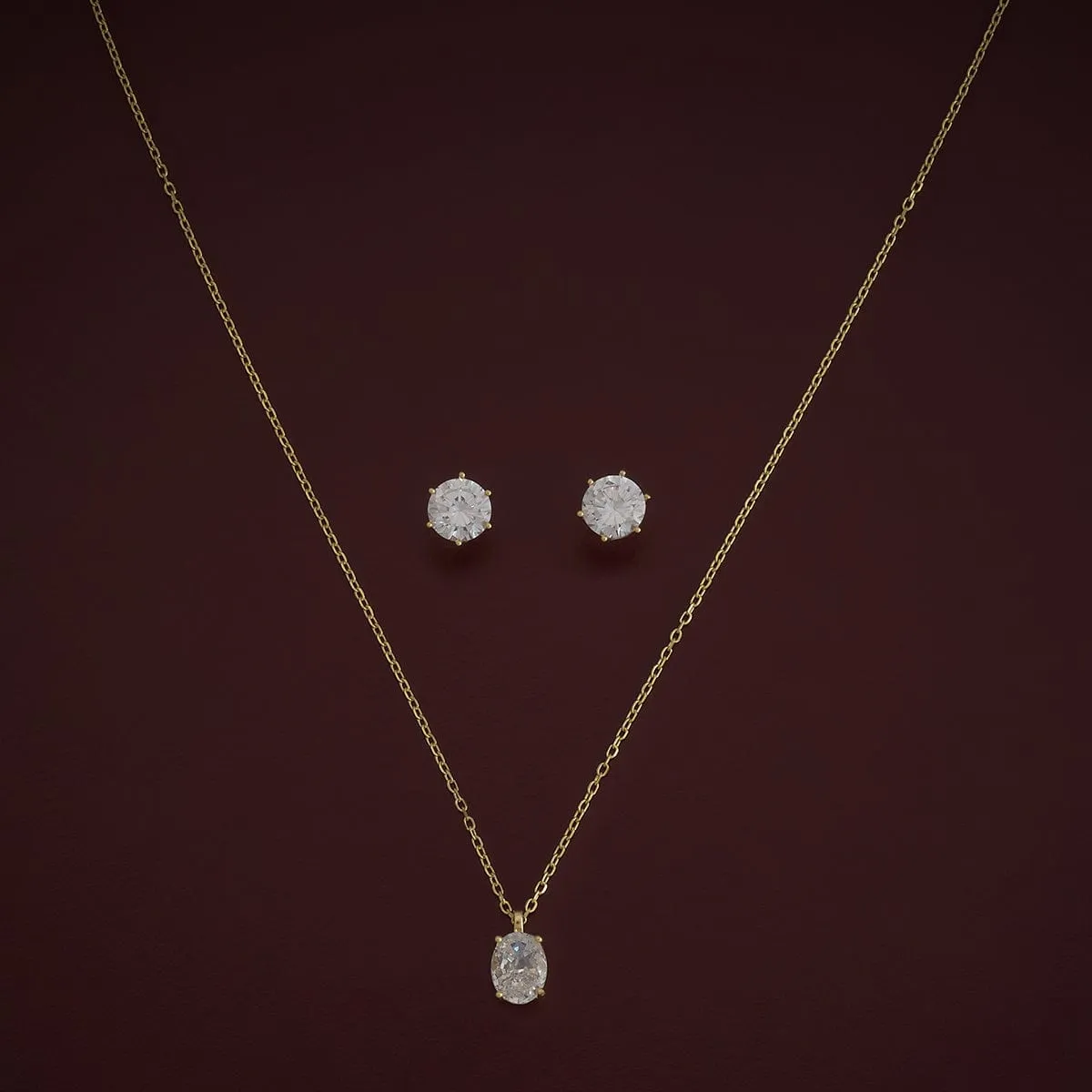92.5 Silver Pendant with Chain and Earring Set 180988