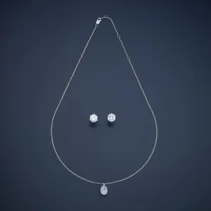 92.5 Silver Pendant with Chain and Earring Set 180988