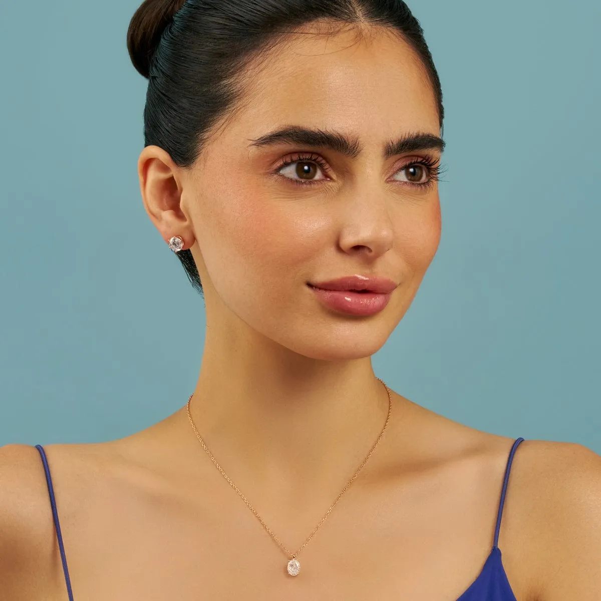92.5 Silver Pendant with Chain and Earring Set 180988