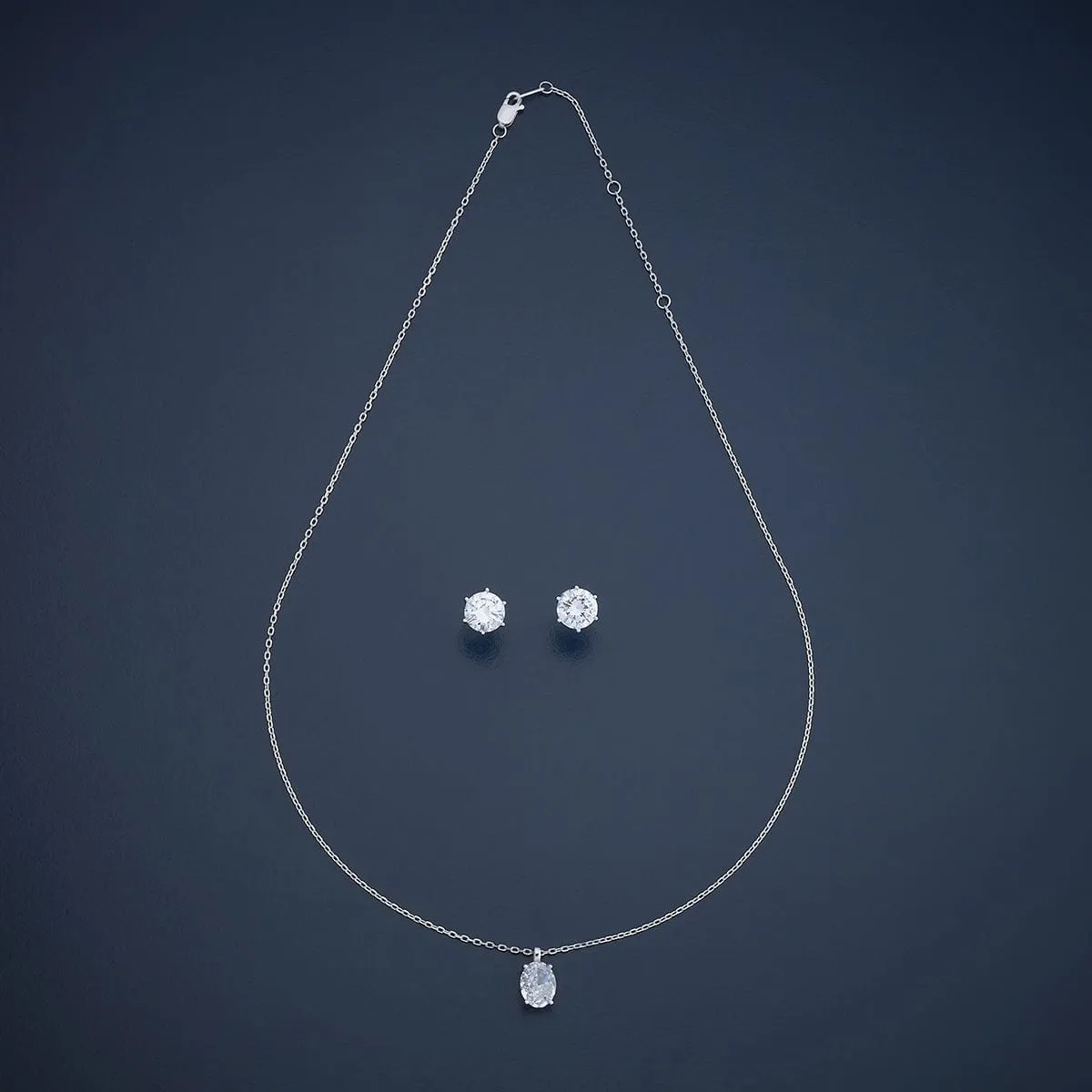 92.5 Silver Pendant with Chain and Earring Set 180988