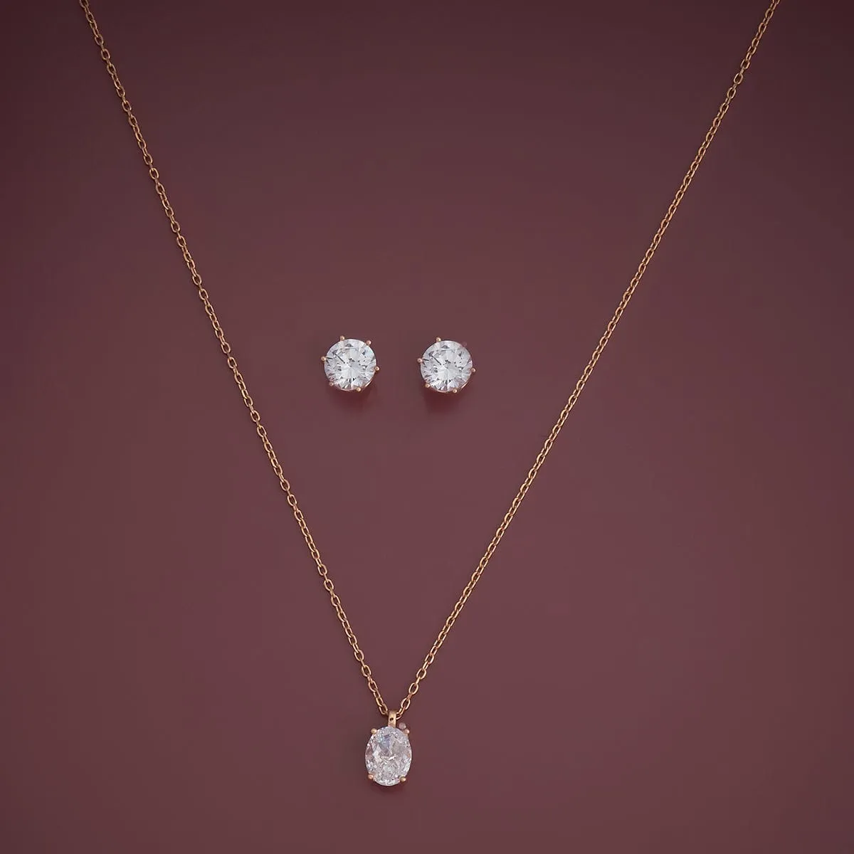 92.5 Silver Pendant with Chain and Earring Set 180988