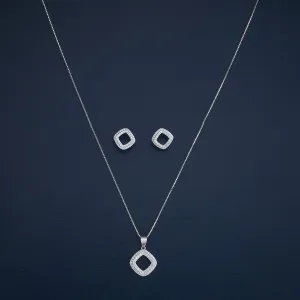92.5 Silver Pendant with Chain and Earring Set 182934