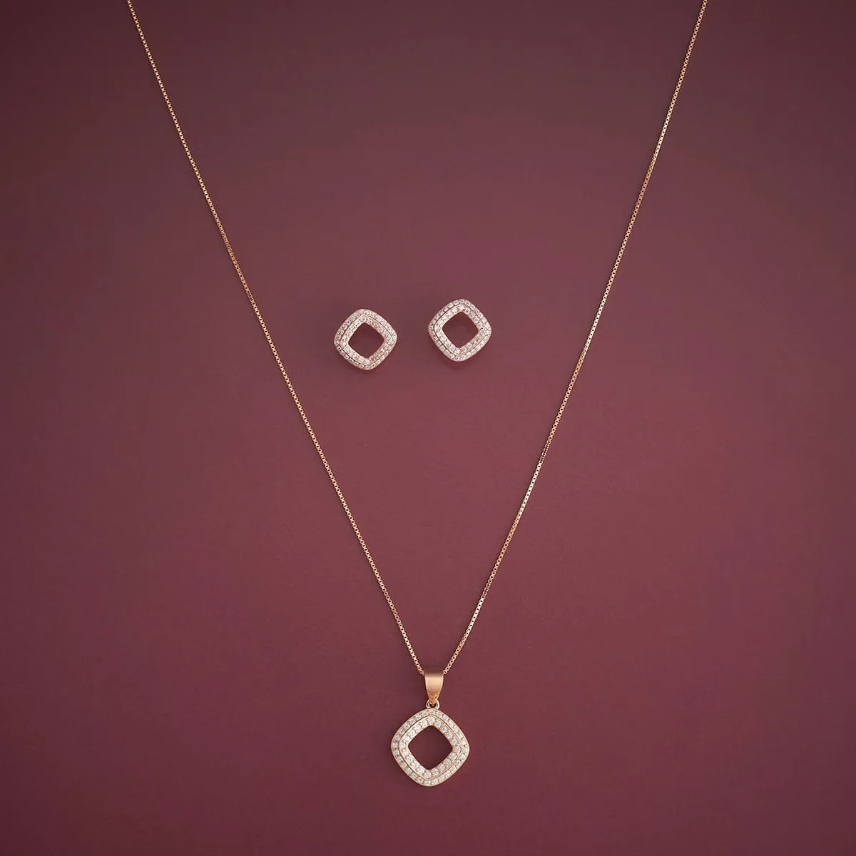 92.5 Silver Pendant with Chain and Earring Set 182934