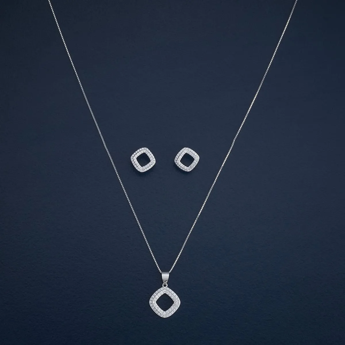 92.5 Silver Pendant with Chain and Earring Set 182934