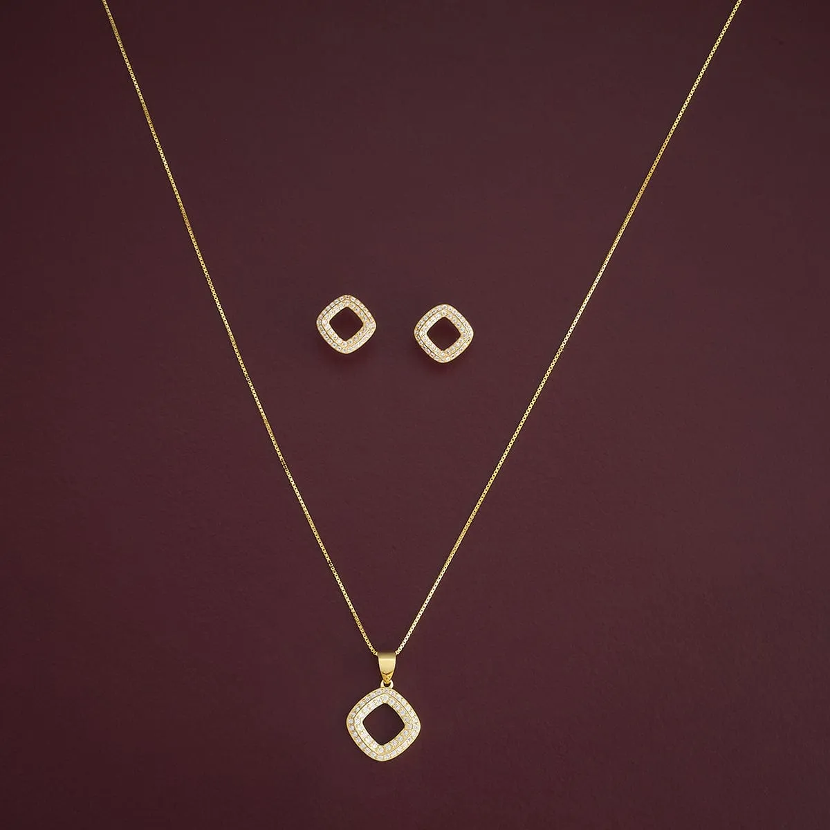 92.5 Silver Pendant with Chain and Earring Set 182934