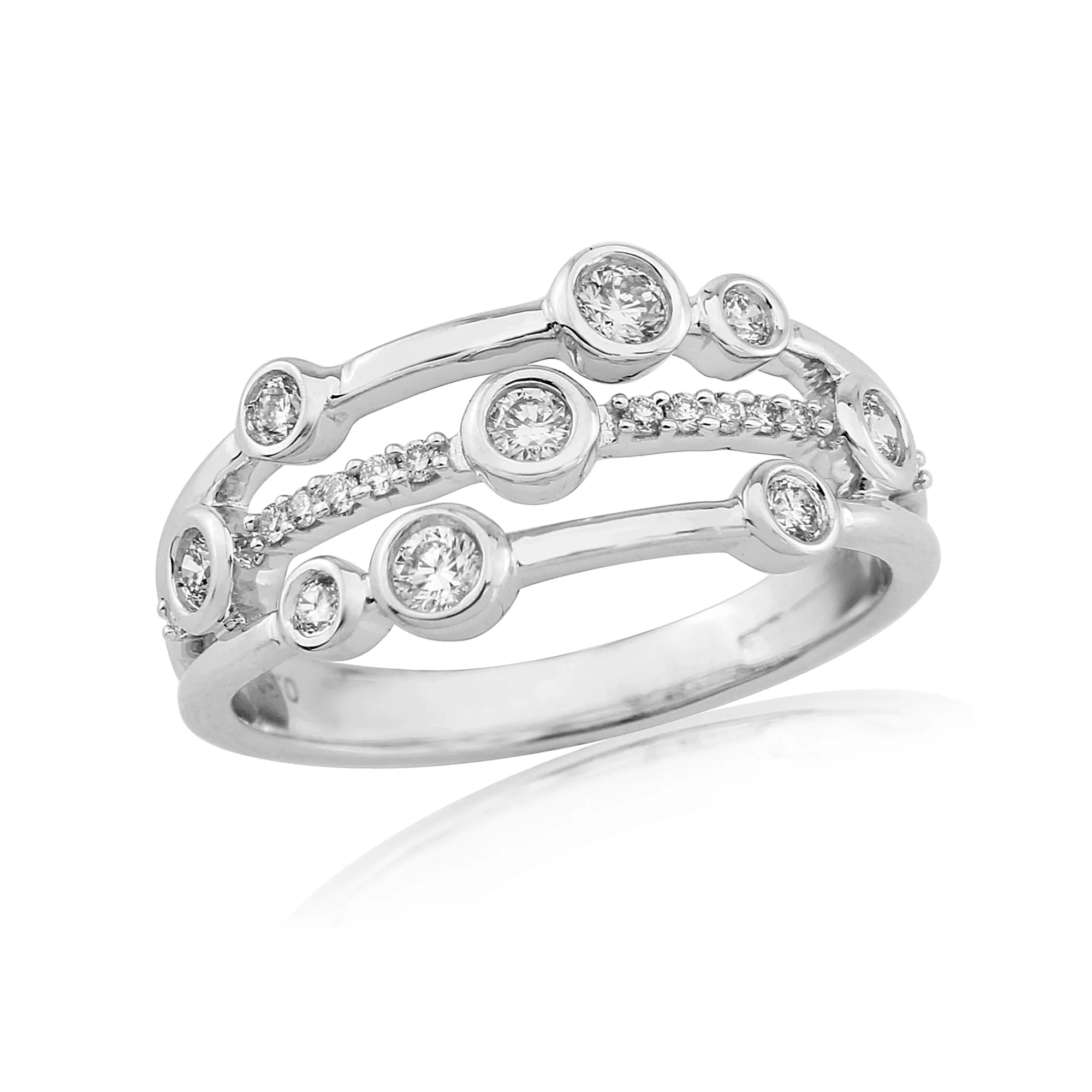 9ct White Gold Diamond Bubble Ring