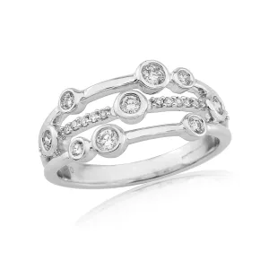 9ct White Gold Diamond Bubble Ring