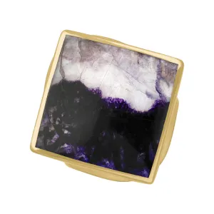 9ct Yellow Gold Blue John King's Coronation Hallmark Medium Rhombus Ring D