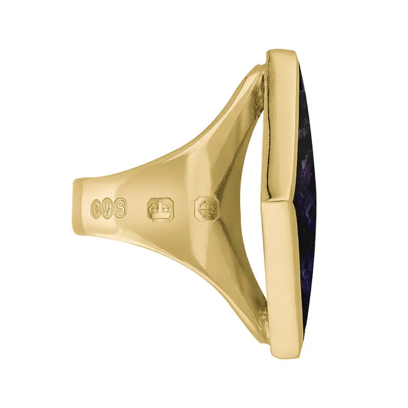 9ct Yellow Gold Blue John King's Coronation Hallmark Medium Rhombus Ring D