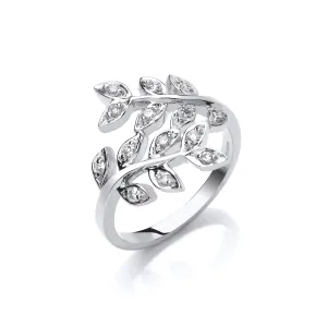 9K White Gold 0.25ct Diamond Leaf Ring