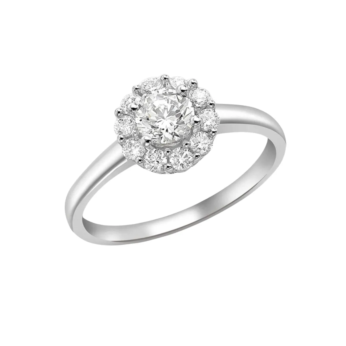9K White Gold CZ Flower Cluster Ring