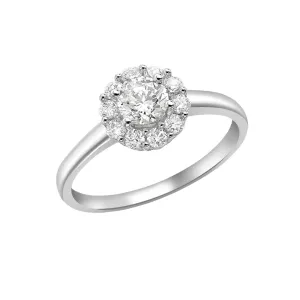 9K White Gold CZ Flower Cluster Ring